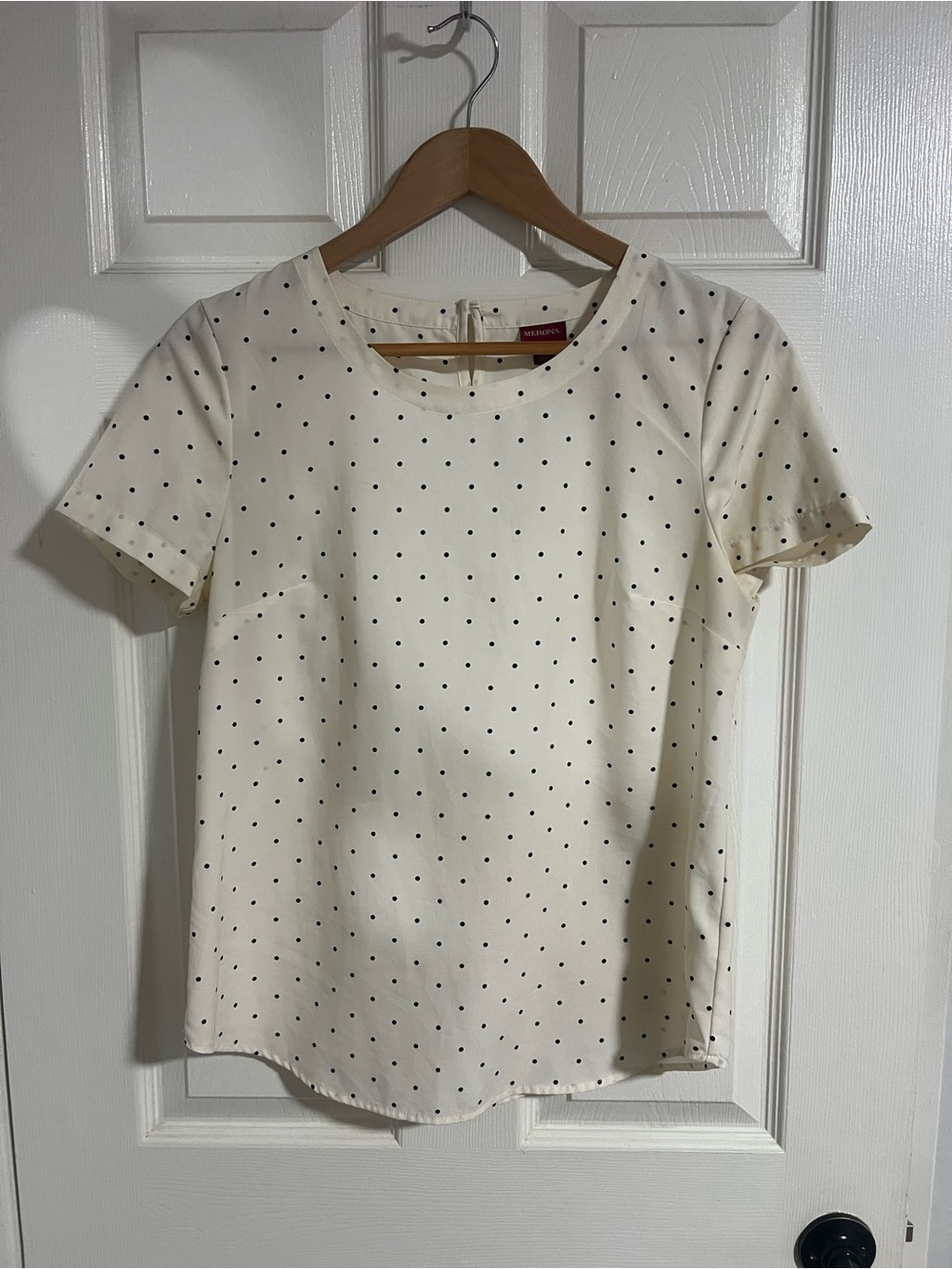 Merona Cream Short Sleeve Polka Dot Blouse